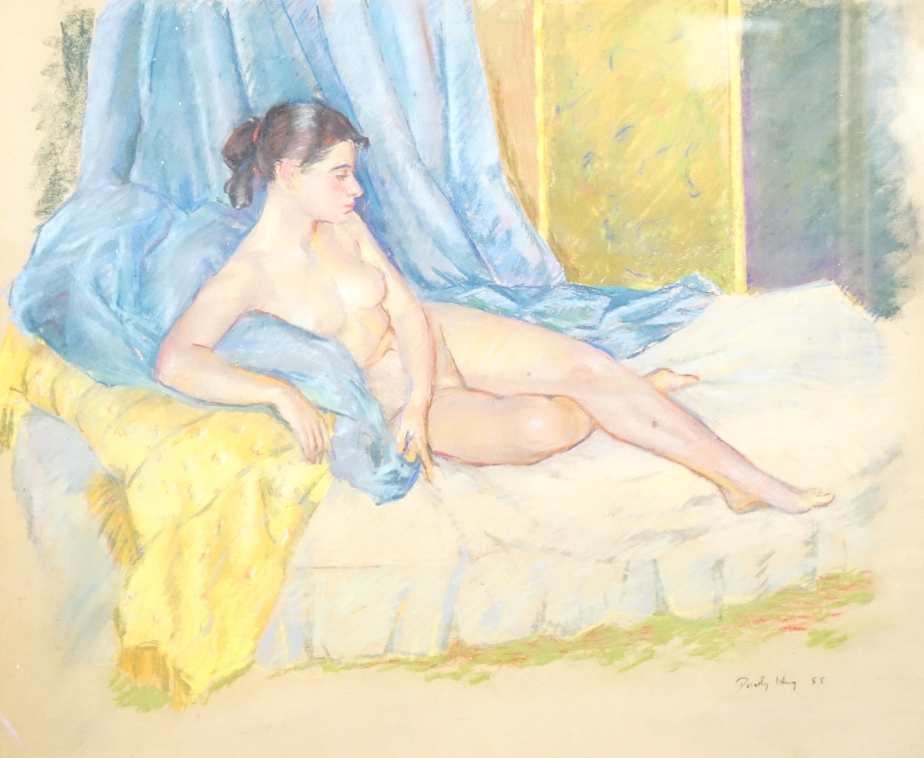 Dorothy King RBA (1907-1990), Reclining nude, pastel, 49 x 59cm